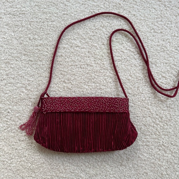 Handbags - SOLD Red beaded evening bag